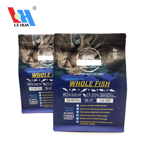 Cat Food Packaging Bag Custom Foil Flat Bottom Zipper Cat Food Packaging Supplier