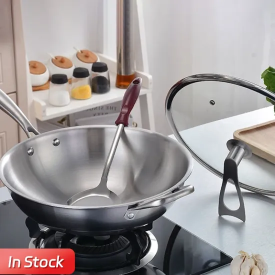 Non-Stick Stainless Steel Stir Fry Wok Pan with Glass Lid