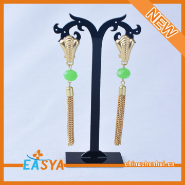 New Arrival Glass Beads Gold Tassel Earring Design