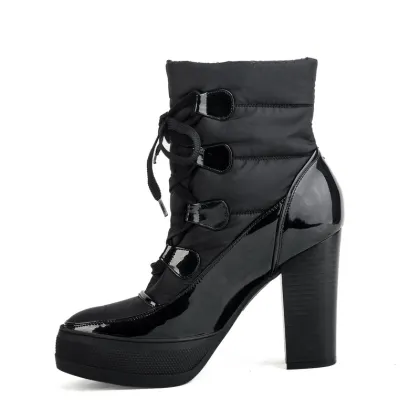 platform shoelace cotton warm ankle women boots