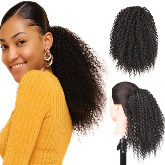 Hot Selling Wavy Ponytai Hairl In Synthetic Extensions Hair Clip-in Ponytails Drawstring Hair Extension Long For Black Women