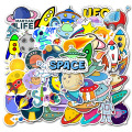 50 PCS UFO Alien Astronaut Outer Space Sticker Rocket Cartoon Skateboard Laptop Graffiti Sticker Waterproof Computer Sticker
