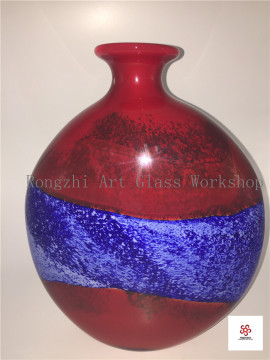 Red Oval Vase Glass Sculpture
