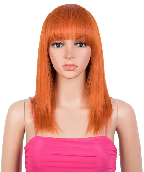 Ginger Orange 14 Inch Straight Wigs with Bangs