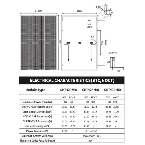 430W TOPCon Solar Module for Solar Carport Applications