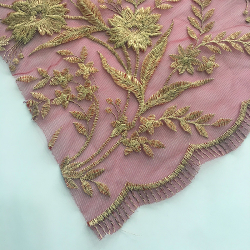 Two Tone Symmetry Flower Embroidery On Poly Mesh