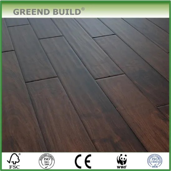 Hand scraped Acacia hardwood flooring Walnut Color