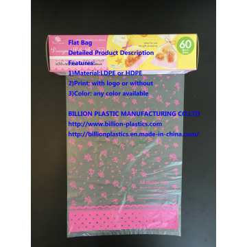 Printing Plastic Bag for Bakery Dustbin Trash Flat Poly Bags for Home Use