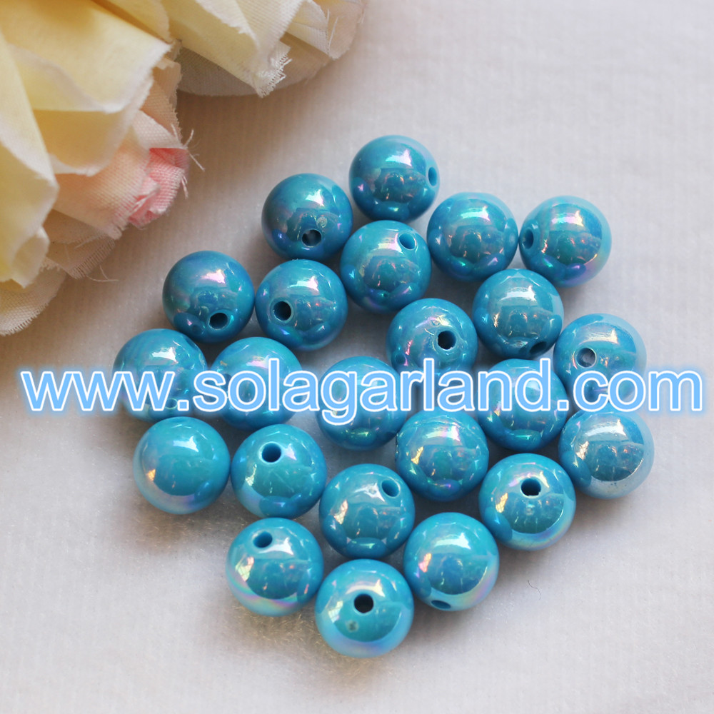 Acrylic Plastic Round AB Chunky Beads