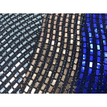 Tissu de paillettes à carreaux bleu et noir de qualité supérieure populaire