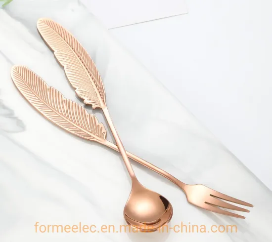 Feather Handle 304 Stainless Steel Coffee Spoon Fork Ins Style Hotel Teaspoon Dessert Spoon Fork