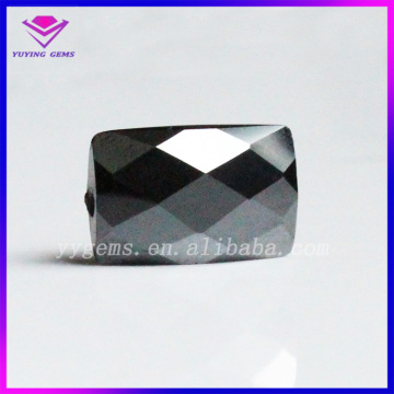 Fashion Double Checkerboard Cut Rectangle Black CZ Cubic Zirconia Stone