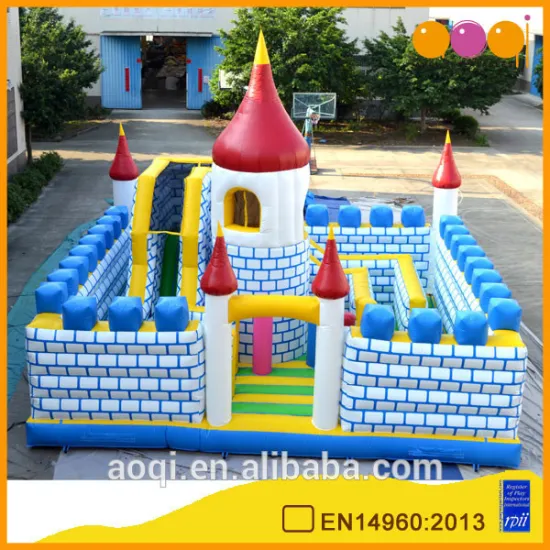 AOQI castle fun city /commercial inflatable fun city with castle