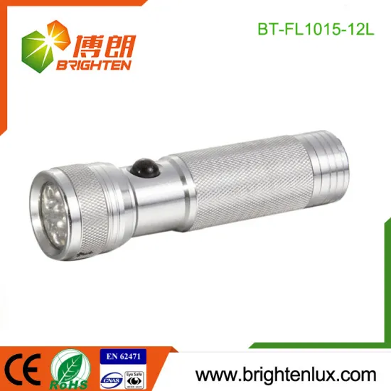 Factory Bulk Sale 3*AAA Battery Powered Metal Handheld Good Quality 12 led Logo Projector Flashlight