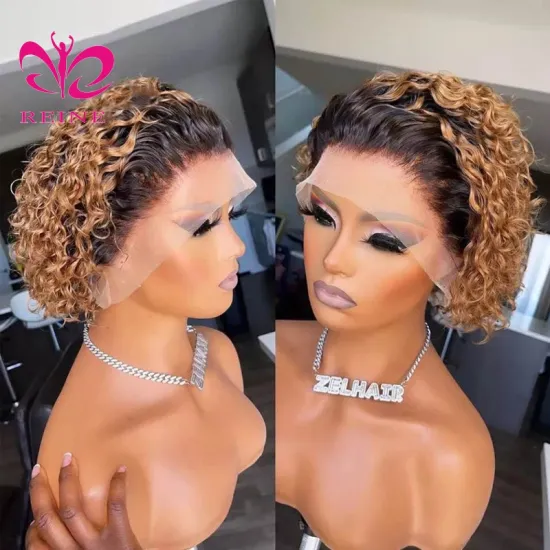 Virgin Human Hair Short Wigs,Cambodian Cuticle Aligned Wholesale Price Wigs 13*4*1 T part  Lace Front Pixie Cut Wig