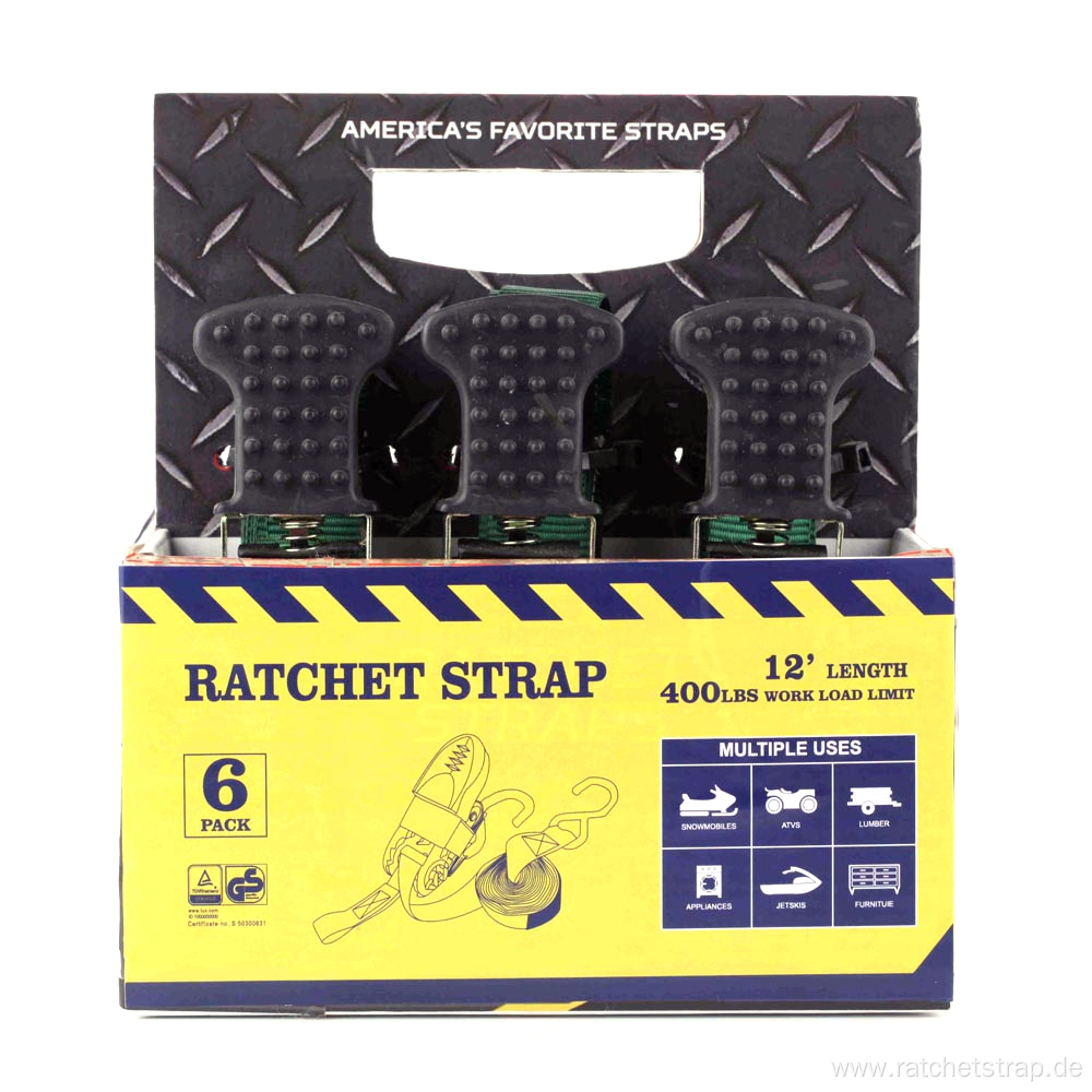 6 Pack 25MM Smart Ratchet Tie Down Strap