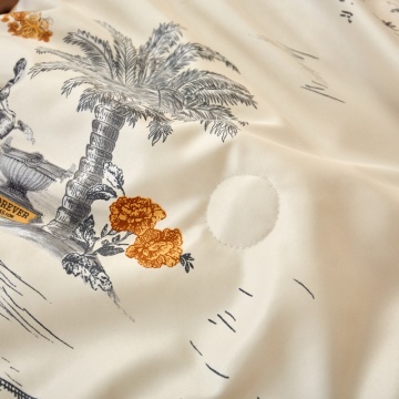 Digital printed washed tencel summer comforter sets