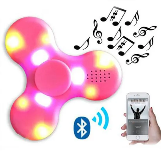 Fidget Spinner with Built in LED Bluetooth Speaker Hand Spinners Tri Finger Spinning Top Decompression Toys Finger Toys
