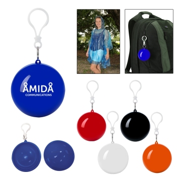 Portable Eco-Friendly Poncho Raincoat with Key Chain in Carrying Ball YC355