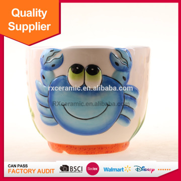 Anmail design crab hand painting ceramic flowerpot for balcony decoration