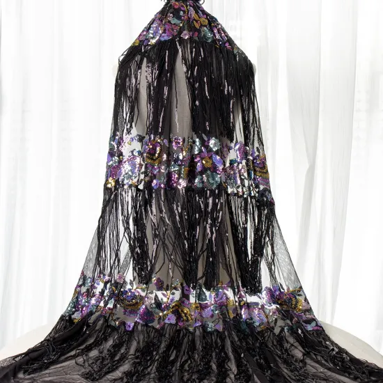 Wholesale Supplier of Large Sequin Black Tassels for Fashion Accessories: Wedding Dresses, Evening Gowns, and Skirts