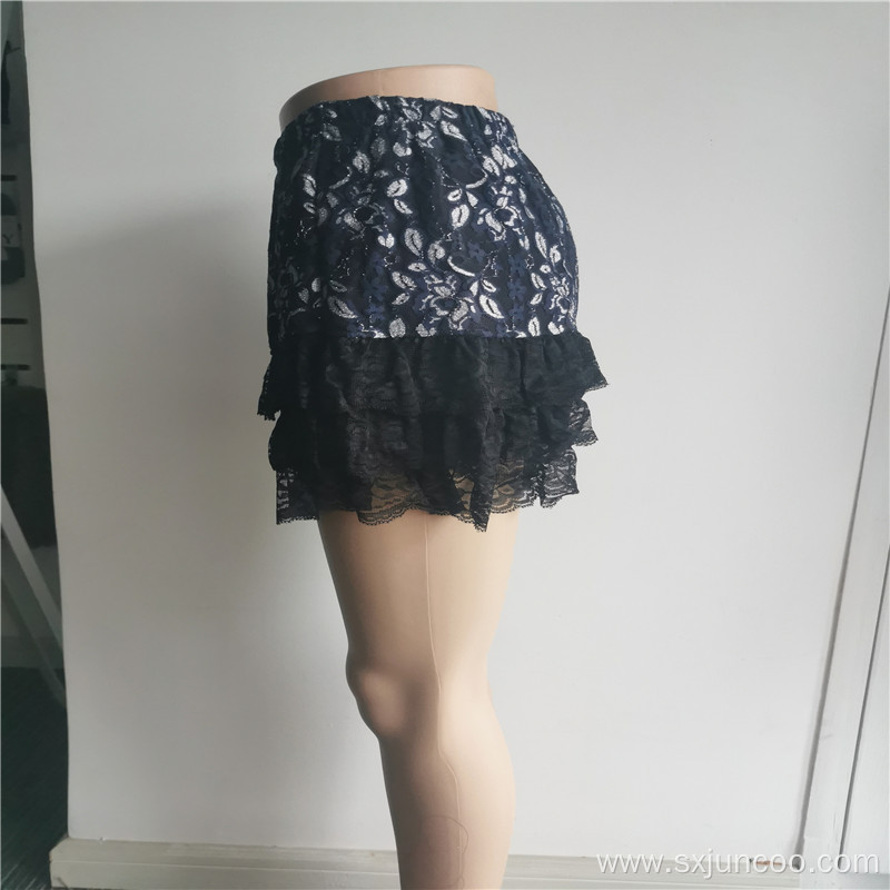 100% Polyester Floral Printed Floral Womens Lace Skirts