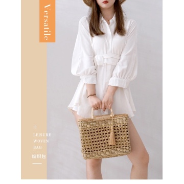 2021 straw handle basket design lady bag