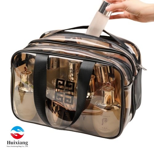 Bolsa de maquillaje grande, gruesa, de doble capa, seca y húmeda