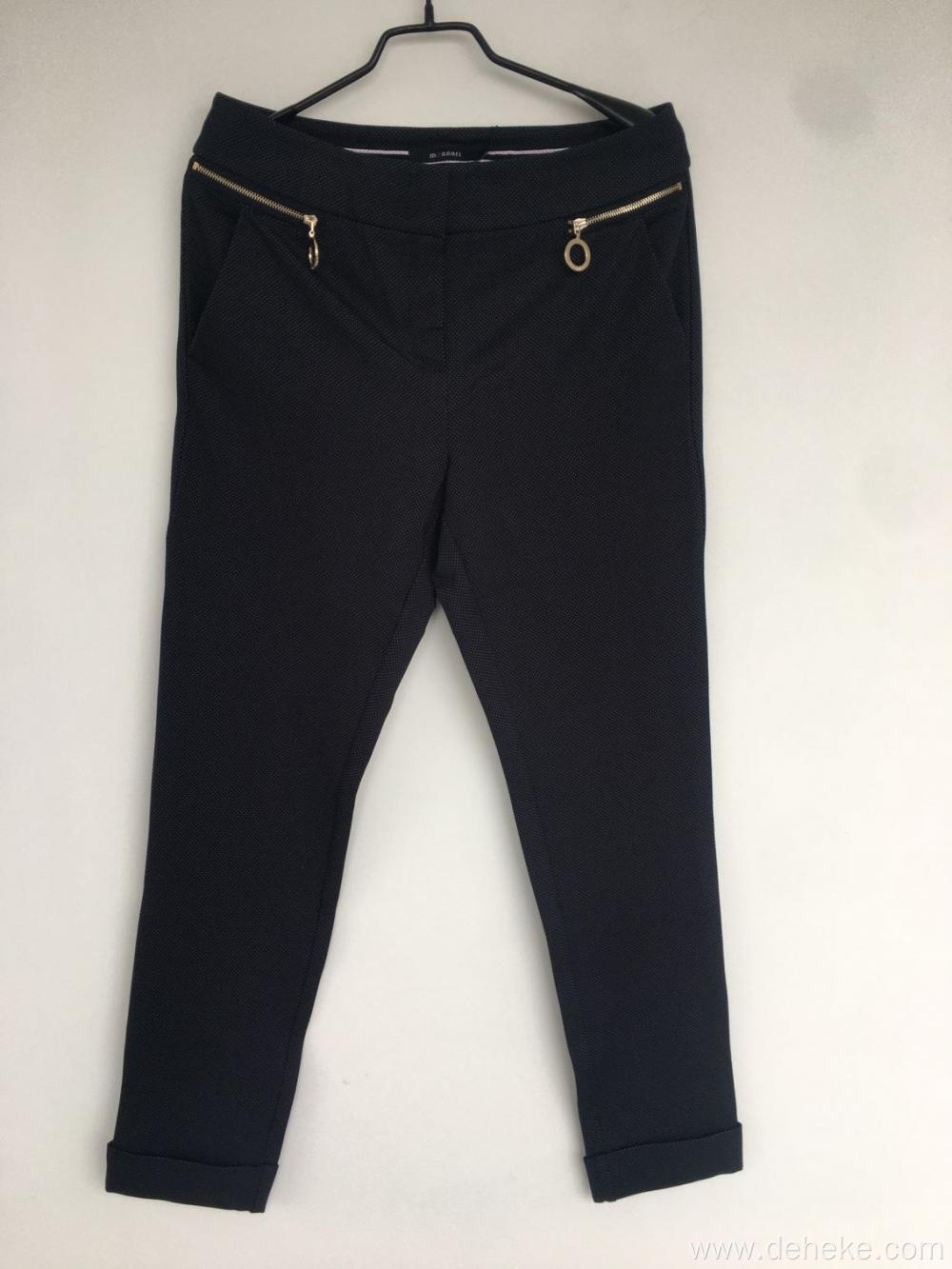 Women's knit micro jacquard trousers