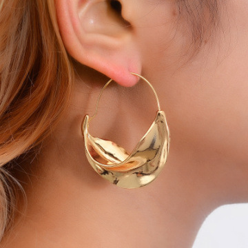 2020 New Fashion Metal Flower Basket Earrings - Hyperhole Irregular Creative Big Hoop Earrings