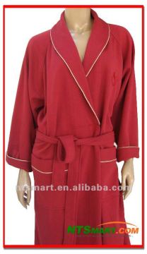 100% cotton red velour bathrobe