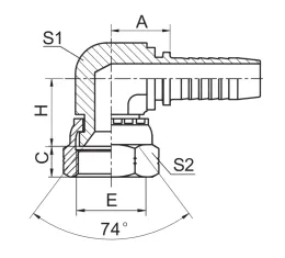 90 JIC Compact Female 74 Degree Cone Seat