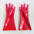 Red pvc rough finish dipped gloves 14 inches