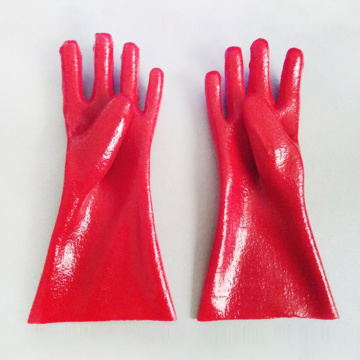 Красная ПВХ Грубая Отделка Опарчатые перчатки 14 дюймов