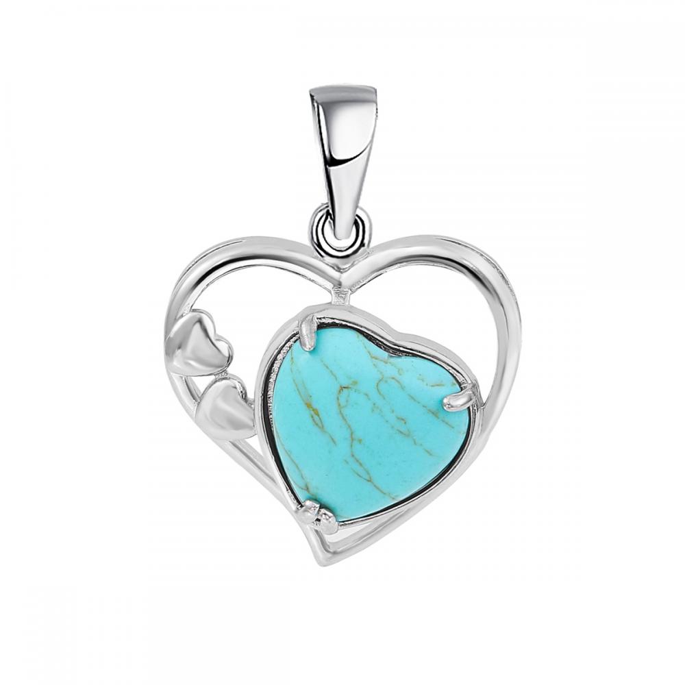 Turquoise Love Heart Birthstone Pendant Colliers de pierre précieuse pour les femmes