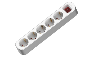 5 Way Duitse stroomverlengingsstrip zonder schakelaar