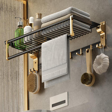 Matte Gold Black Aluminum Towel Rack - Wholesale Factory Price Bathroom Accessory