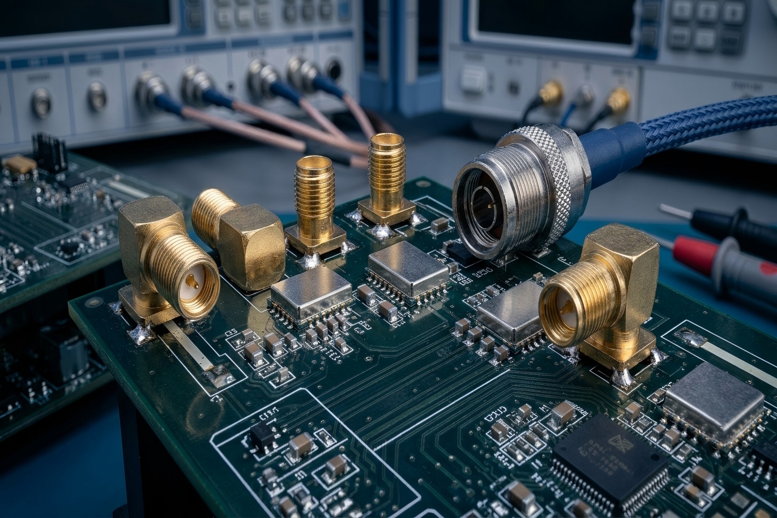 PCB Mount RF Connectorinstalled on IoT communication board