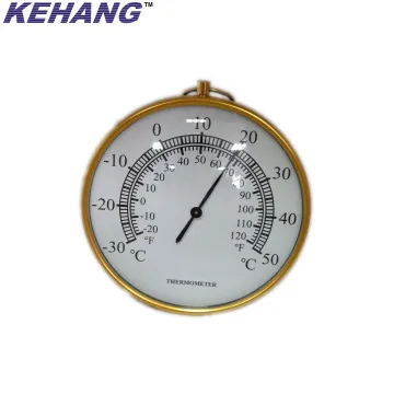 Gold Indoor Bimetal Wall Thermometer - Room Temperature Instrument