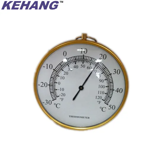 Gold Indoor Bimetal Wall Thermometer - Room Temperature Instrument