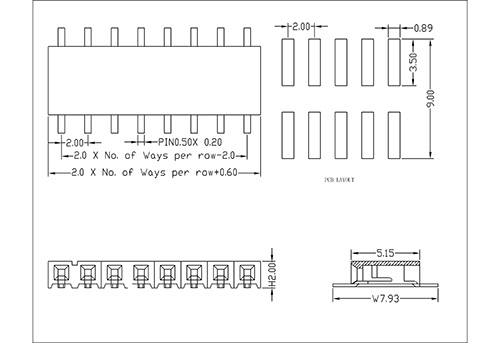 2.0 mm Female Header Single Row SMT Type Side Entry FHDM06-XXSXXXX