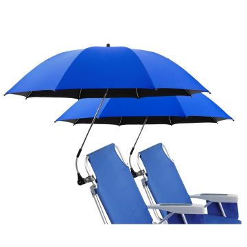 42" Clamp Umbrella SPF50+ - 360° Adjustable Camping & Beach Chair Umbrella for Wheelchair, Stroller, and Golf