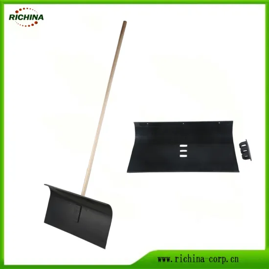 Poly Snow Pusher with Long Wood Handle