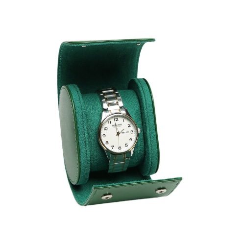 Brown Green Black Leather Travel Watch Roll Case