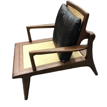 Kulit Biji-Gandum Lengkap Mewah Kursi Kayu Walnut Kayu Kota Tinggi Kursi T-009