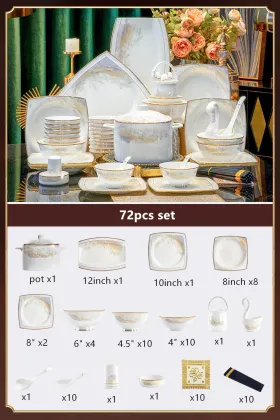 Elegant 72pc Premium Bone China Tableware Set for Restaurants & Weddings