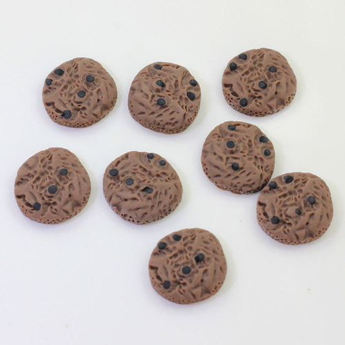 Miniaturowe zabawki do domku dla lalek Czekoladowe ciasteczka Biscuit Flatback Resin Cabochons