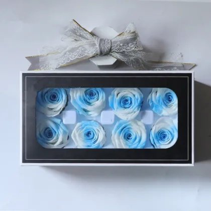 Kunming Factory Rainbow Preserved Forever Rose 56cm Everlasting Flower