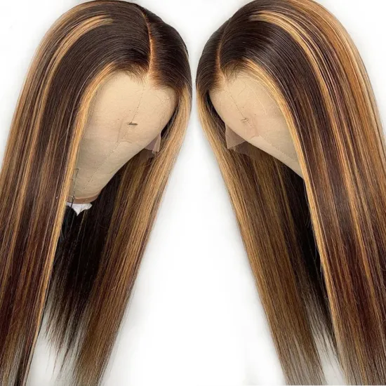 13X4 Lace Frontal Wigs Human Hair Highlight Brazilian Virgin Hair Straight Transparent Lace Wigs Cuticle Aligned Hair