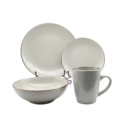 16cs Stoneware Colorful Rim dinnerware set